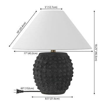 Effie 18.25" Minimalist Scandinavian Ceramic/Iron Hobnail LED Table Lamp